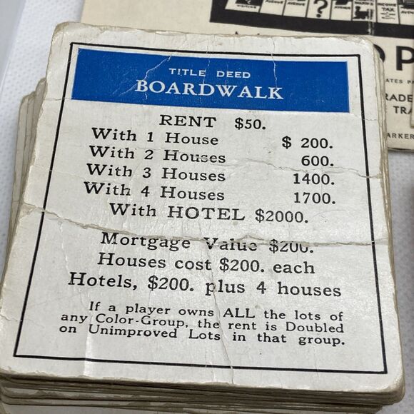 Vintage 1954 Parker Bros Monopoly Deeds Chance Missing One‎ Community Chest Card - Picture 2 of 15